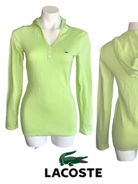 Lacoste Waffle Pique Henley Thermal Hoodie Shirt NEW
